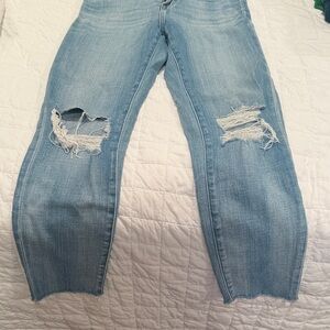 L'AGENCE Light Blue Distressed Straight Leg Jeans
